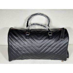 Super Large Black Leather Gym/Travel Bag, with Shoulder Strap, Red Interior, NIB